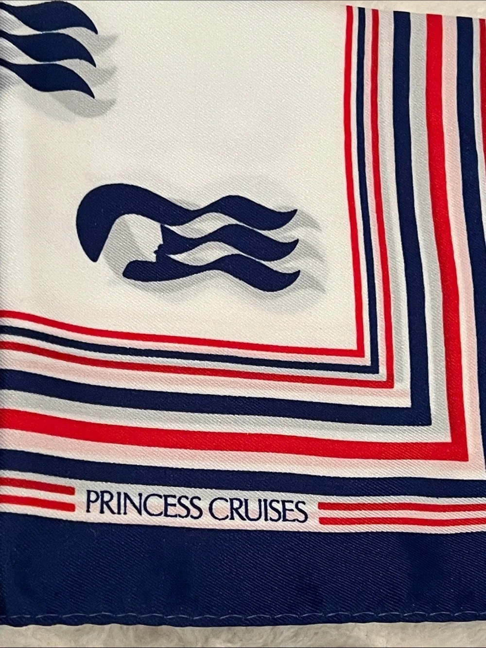 Vintage Princess Cruises Sea Witch Nautical Scarf Made in Italy Red White Blue